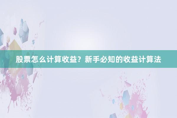 股票怎么计算收益？新手必知的收益计算法