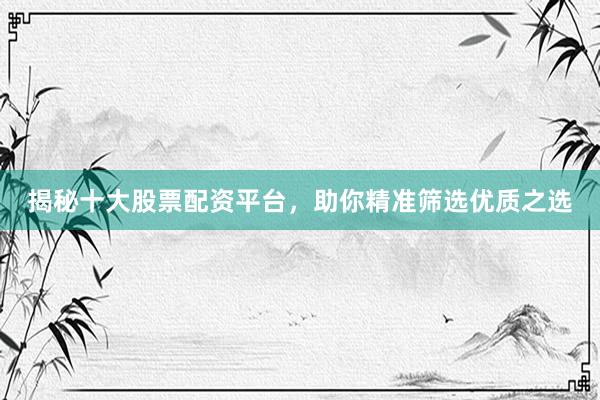 揭秘十大股票配资平台，助你精准筛选优质之选