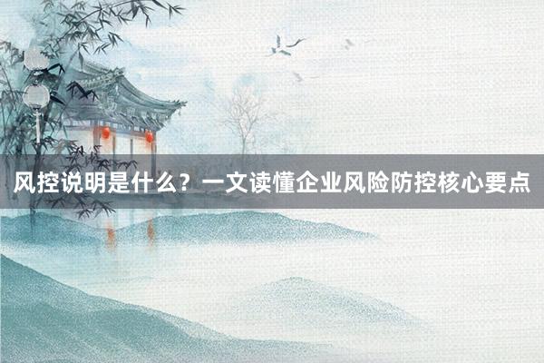 风控说明是什么？一文读懂企业风险防控核心要点