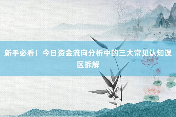 新手必看！今日资金流向分析中的三大常见认知误区拆解