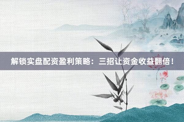 解锁实盘配资盈利策略：三招让资金收益翻倍！