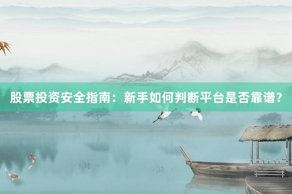 股票投资安全指南：新手如何判断平台是否靠谱？